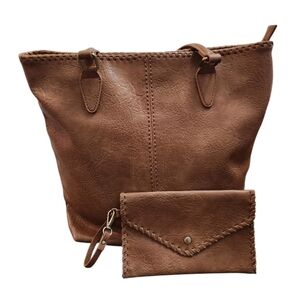 Antik Kraft Brown Tote Bag with Matching Clutch